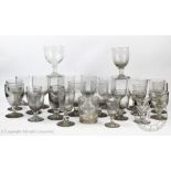 A large collection of 19th century and later wine glasses etc, various styles,