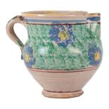 BROCCA in ceramica smatata e decorata. Sicilia XIX secolo Misure: h cm 18