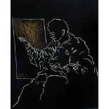 CORRADO CAGLI (Ancona 1910 - Roma 1976) TECNICA mista su cartoncino nero "Autoritratto del pittore -