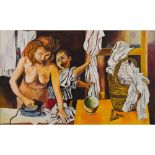 FALSO D'AUTORE OLIO su tela "La stiratrice e il ragazzo di Caravaggio (copia di opera di Renato