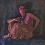 SALVATORE GREGORIETTI (Palermo 1870 - 1952) OLIO su tavola "Odalisca", pubblicato nel volume "