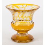 VASETTO in vetro di Bohemia color ambra. Primi '900 Misure: h cm 15,5