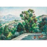 MICHELE DIXIT (Palermo 1908 - 2003) OLIO su tela "Veduta di Palermo e Monte Pellegrino da Gibilrossa