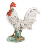 SCULTURA in ceramica smaltata raffigurante "Gallo". XX secolo Misure: h cm 50