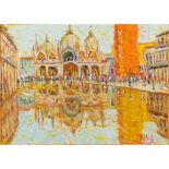 ROBERTO MASIA (Iglesias 1958) OLIO su tela "Venezia acqua alta - 2017" con dichiarazione di