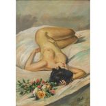 A. BIANCHI OLIO su tela "Nudo sdraiato", firmato in basso a destra. XX secolo Misure: cm 70 x 50