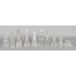 Ten antique crystal / glass carafes. First half of 20th century. Consisting of: Nine cans and one