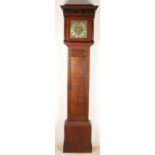 18th Century signed English grandstand by Will. M. Hellyers South Moulton. Oak wood gift clock.