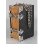 Large bible, 1884, with double silver locks, silver corner pieces and silver carrying hooks and