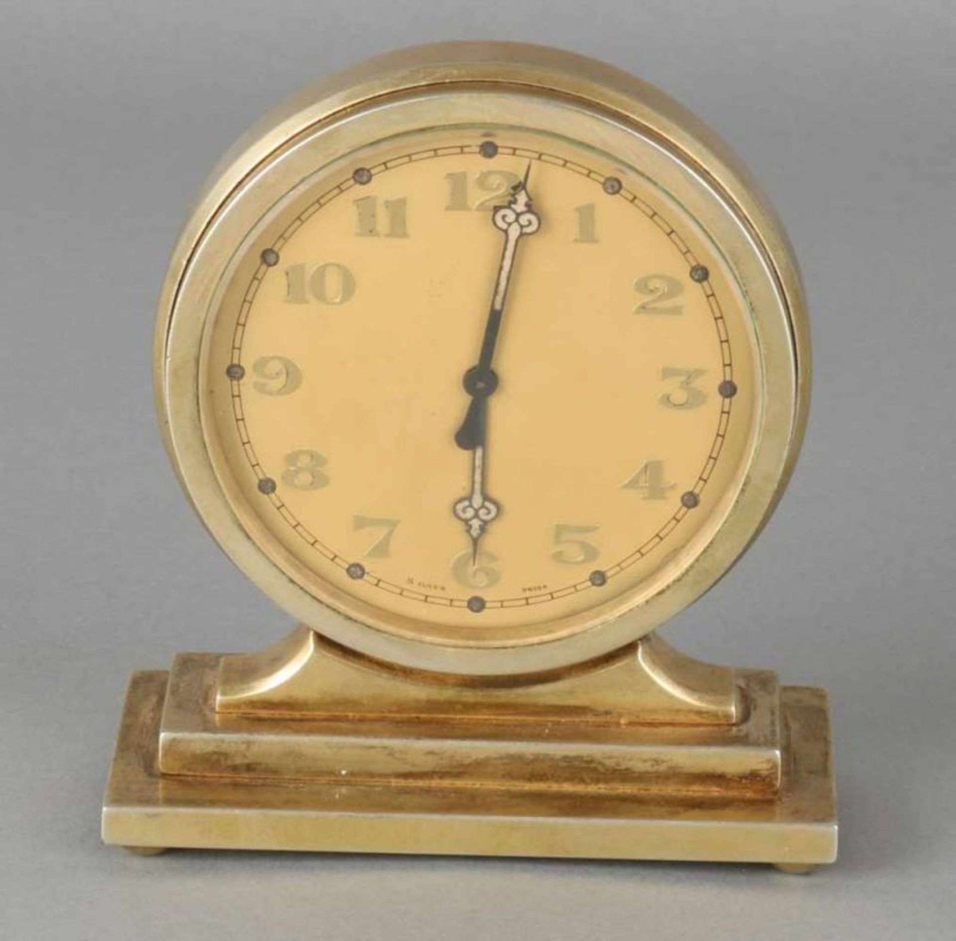 Swiss brass desk clock with erotic representation. Circa: 1930. Clock has eight-day double-sided - Image 2 of 2