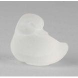 Leerdam Luciene Bloch. Frosted pressed glass duck. Circa: 1929. Size: 6 x 6.5 x 4 cm. In good