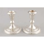 Two silver candlesticks, set, 925/000, round model with engraved edge. ø11x11cm. In very good