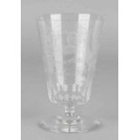 Unique antique cut crystal occasional glass on round base, chalice with cut initials BD 2 February