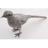 Silver pheasant, with ruby ​​eyes. Beautiful table piece. 31x8x15 cm. Approx. 666 grams. Importer