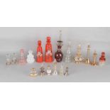 Eighteen pieces of old glass / crystal bottles, diverse. 20th century. Minimum chip possible.