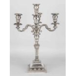 Special large silver candlestick, 835/000, 5 light. Candlestick on a square foot and a decorated