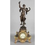 Antique French pendulum. Circa: 1880. Onyx with composition metal figure. 'La Rose par Bruchon'.