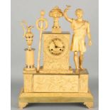 Early 19th century fire-gilt bronze empire pendulum with beautiful gilding. Pendule has eight-day