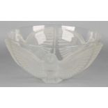 R. Lalique signed glass bowl with falcon decor. In matt and transparent glass. 20th century. In good