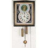 19th Century Schwarzwalder behind glass painting clock with ladies medallion. Circa: 1870. Size: