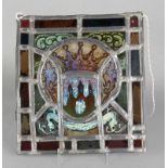 Antique stained glass window, Burg Steinfurt .. Size: 25.5 x 23.5 cm. In good condition. Antikglas