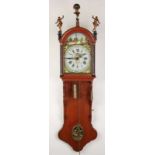 Early 19th century Frisian signed tail clock with wedding wreath by LD Tasma-Gordijk. Original color