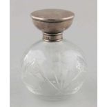Small crystal decanter with silver cap, 925/000. Crisp decanter with fancy cut and equipped with