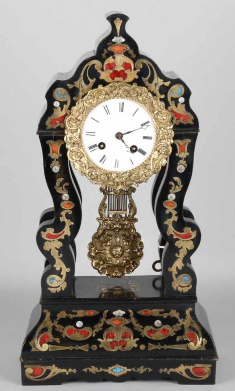 Antique French Louis Philippe boulle pendulum with eight-day movement, half hour stroke and spring