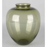 Large AD Copier, Leerdam green-glass vase. 20th century. Size: 21 x 16 cm ø. In good condition.