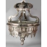 Besondere capitale silver godslamp, Belgien 833/000. Große Lampe mit einer silbernen Krone mit