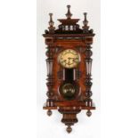 Antique German walnut Junghans 8-regulator. Circa 1890. Light worm case. Size: 95 cm. In decent