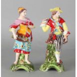 Two old German Sitzendorf porcelain figures. Hand painted 'A.H'. In Art Nouveau colors. 20th