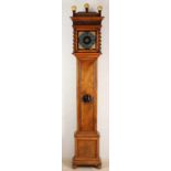 Signed 18th century walnut clock stand by Wouman Temsche movement, with six lead weights, alarm