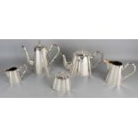 Beautiful silverware, 800/000, 5 pieces with a coffee pot, tea jug, a milk jug, creamer and sugar