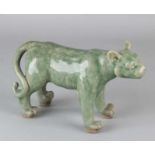 Ancient Chinese celadon tiger. 20th century. Size: 14.5 x 23 x 8 cm. In good condition. Alter