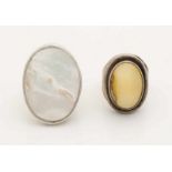 Two silver rings with mother-of-pearl. 925/000. total about 29.5 grams. stone small ring what