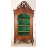 19th Century Dutch teak display cabinet with removable crest and sides of glass. Circa 1870. Size: