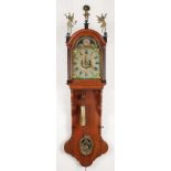 Beautiful Dutch oak Frisian tail clock with moon stand, quarter-hour movement, alarm clock and