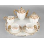 Beautiful 19th century porcelain tete a tete tea set. For two persons. Six-piece set with fine