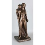 Bronze colored image. Naked woman with man. Composite. Second half of the 20th century. Size: 52 cm.