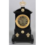 Antique Viennese ebony pendulum with quarter turn and brass fittings. Circa 1830. Garland is