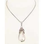 Silver necklace with pendant, 830/000, silver venetian necklace with a pear-shaped pendant adorned