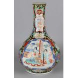 19th Century Japanese Imari porcelain pipe vase with figure, floral, birds and gold decor. Soil