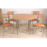 Modern Swiss Zumsteg dining area made of cherry wood with aluminum. Design Onda, 80s-years.