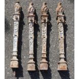 Four times 19th century Louis Seize cast iron garden columns with flares. Size: H 66 cm. In good