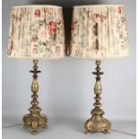 Two large brass table lamps in Baroque style. Second half of the 20th century. Size: 85 x 40 cm ø.