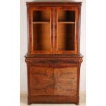 Dutch 19th century mahogany bonheur with four doors and drawer. Two-piece. Circa 1850. Light fine-