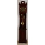 Italian walnut Rococo Westminster standing clock with quarter turn movement. Signed Herz. Circa