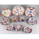 Ten times antique Japanese Imari porcelain. Consisting of: Two oval-shaped dishes, good. Two