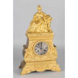 Fire gilt bronze Charles Dix pendulum. Circa 1840. Lady on canape. Eight-day movement, half-hour